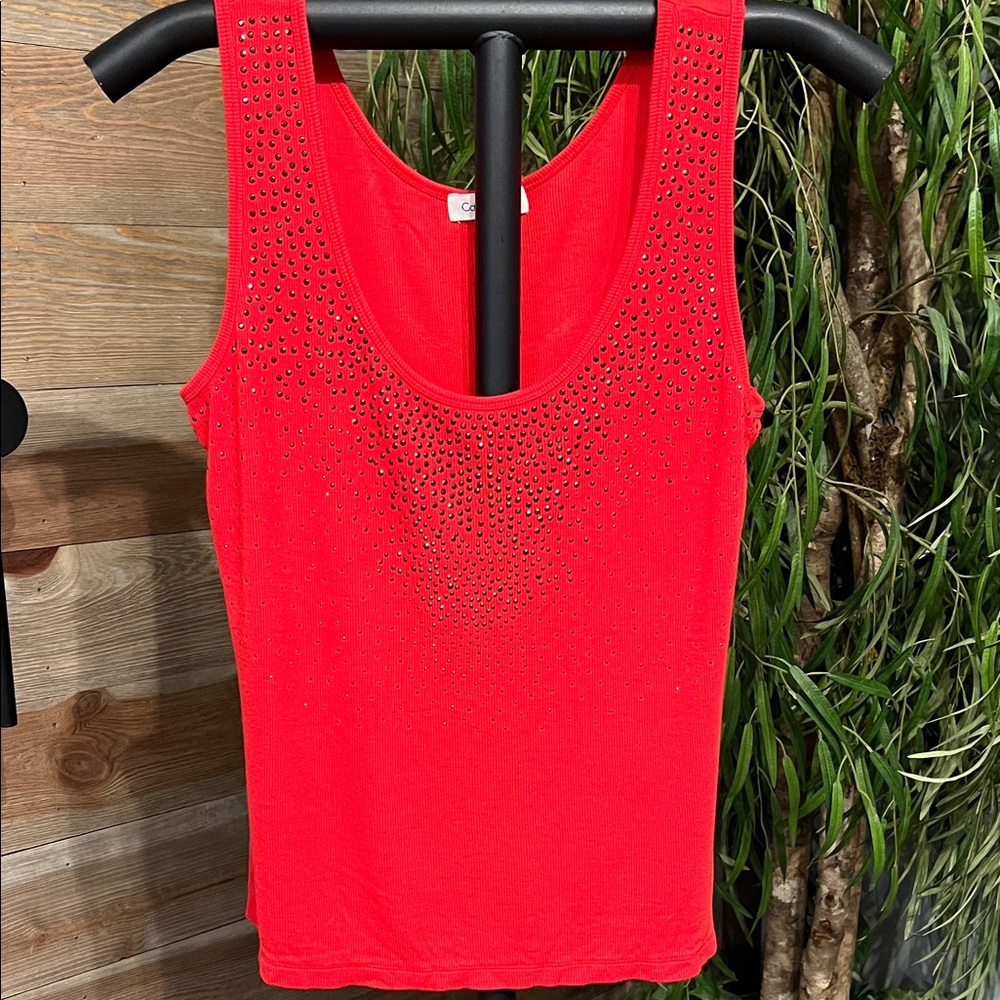 Calvin Klein red studded ribbed tank. XL